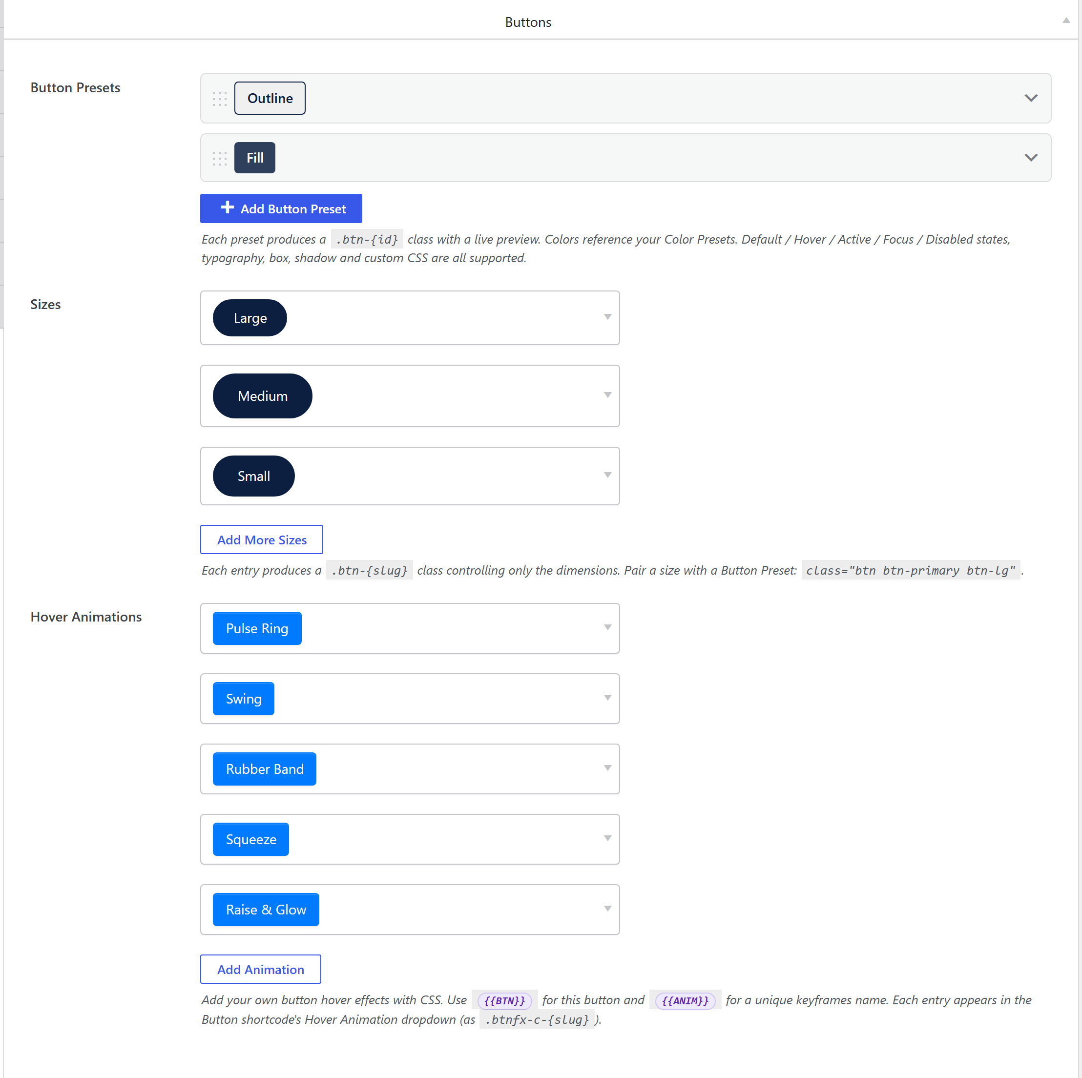 Theme Settings → Components → Buttons