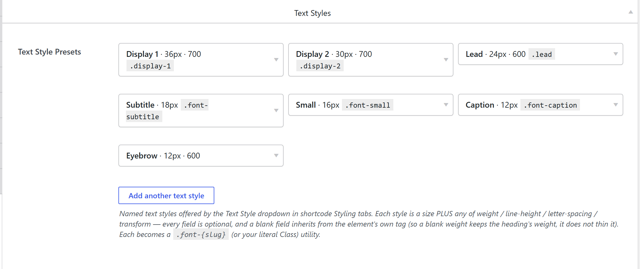 Theme Settings → Components → Text Styles