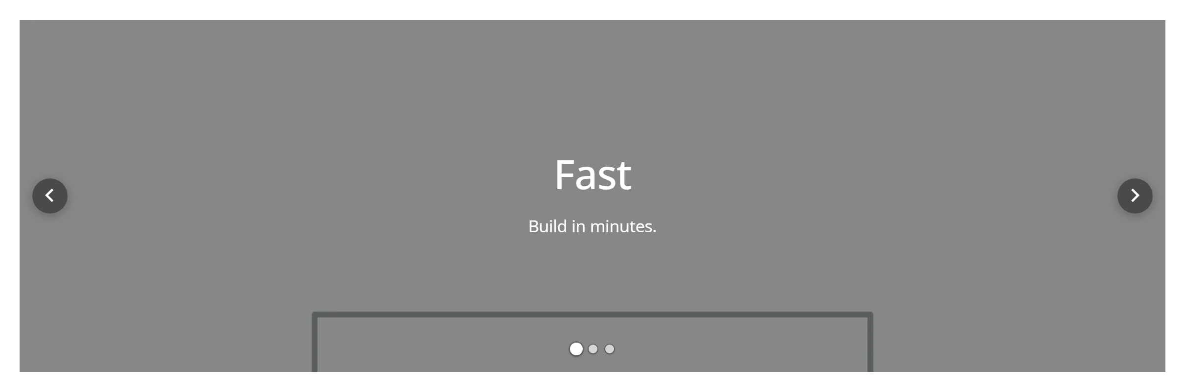 The Carousel block — an image slide with a heading and text