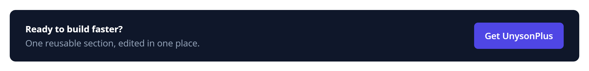 The Global Section block — a reusable call-to-action bar embedded by reference