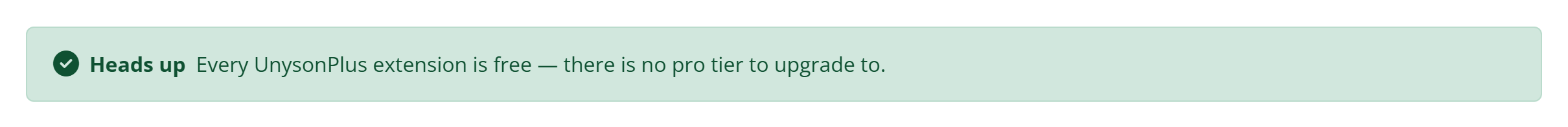 The Notification block — a green success notice with a label and message