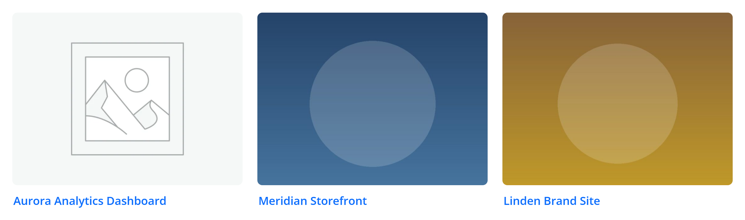 The Portfolio block — a three-column grid of project cards