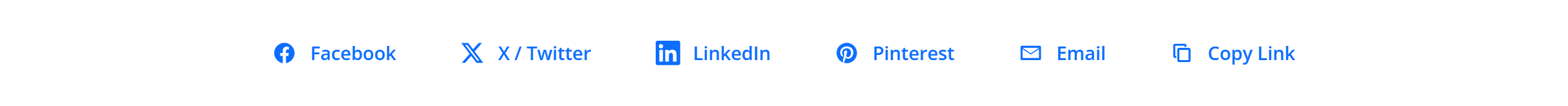 The Social Share block — a labelled row of network share buttons