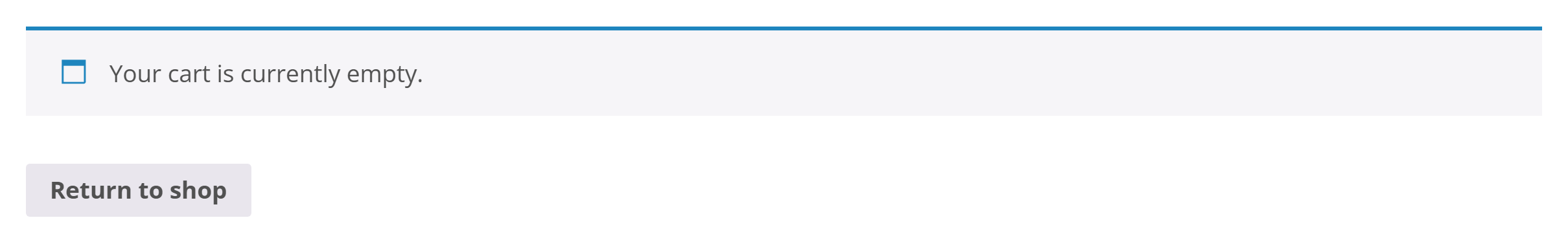 The Cart block — the WooCommerce cart contents (empty state)