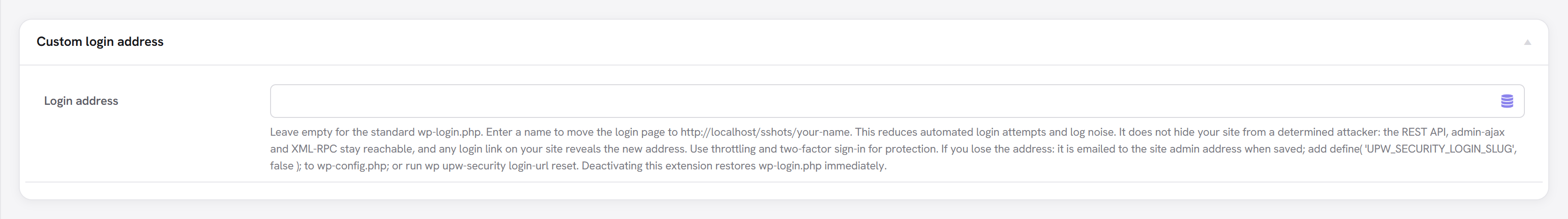 Custom login address setting