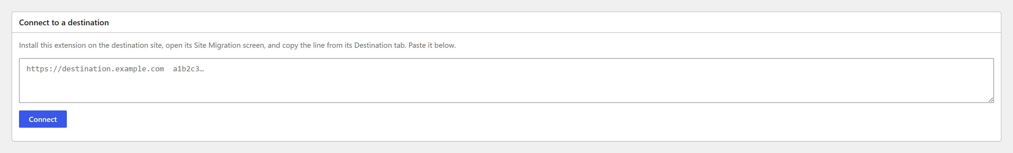 The Source tab with an empty connection field and a Connect button