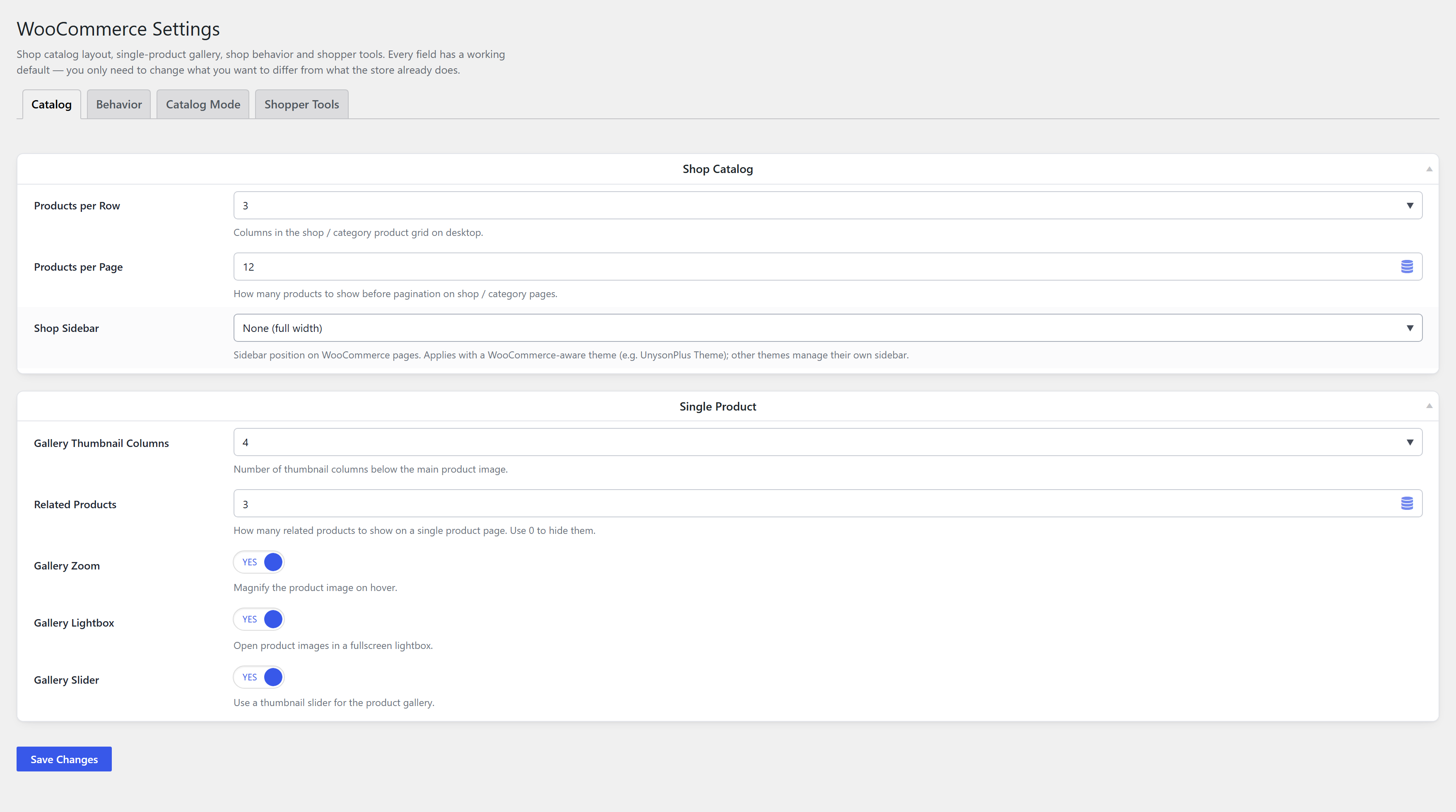 The WooCommerce settings page