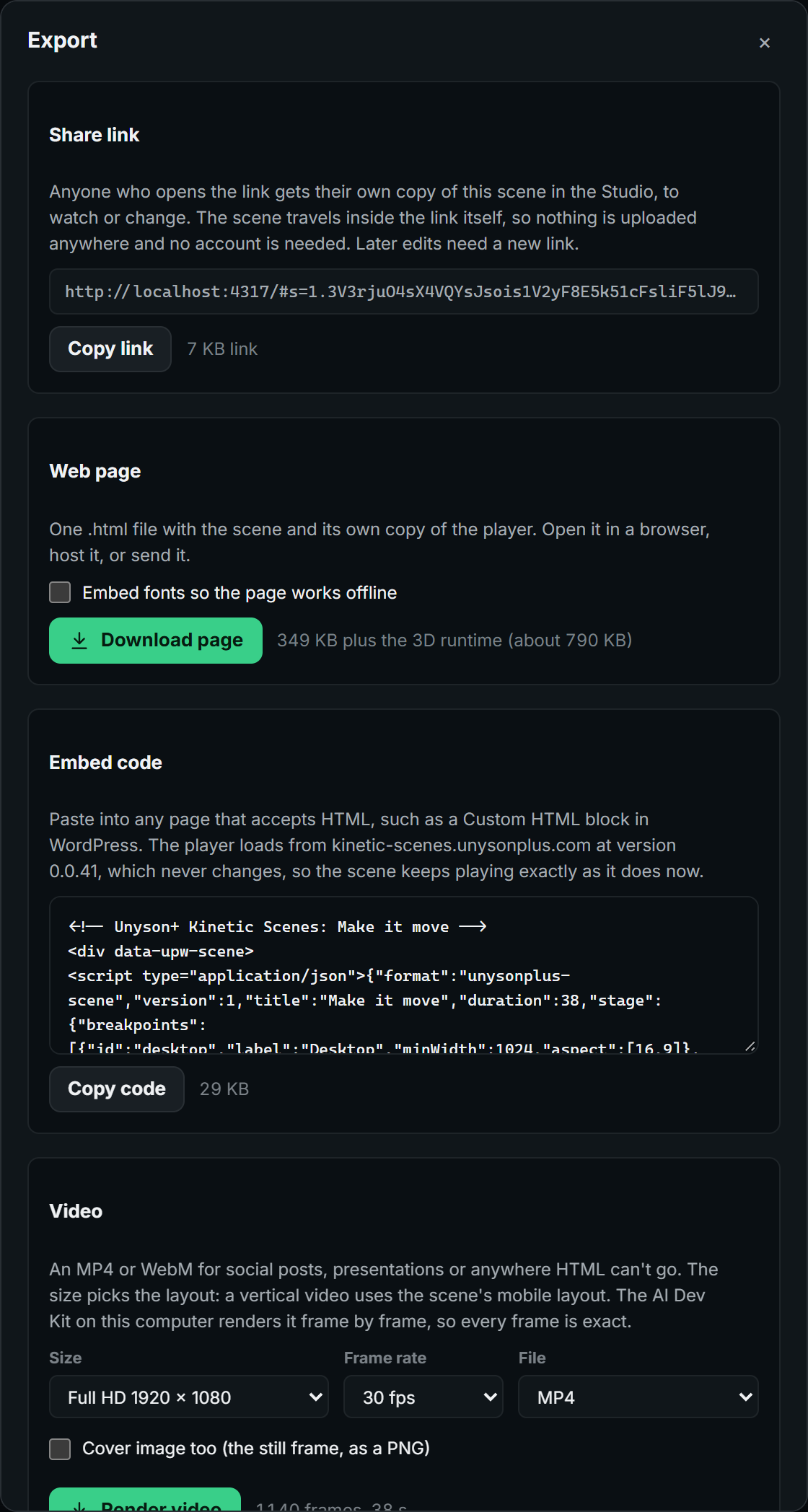 The export window