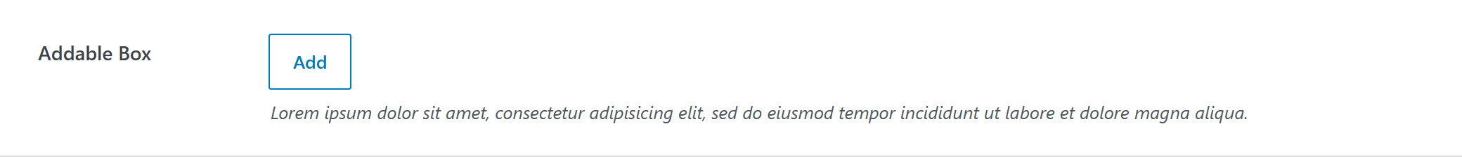 addable-box option type — Theme Settings example