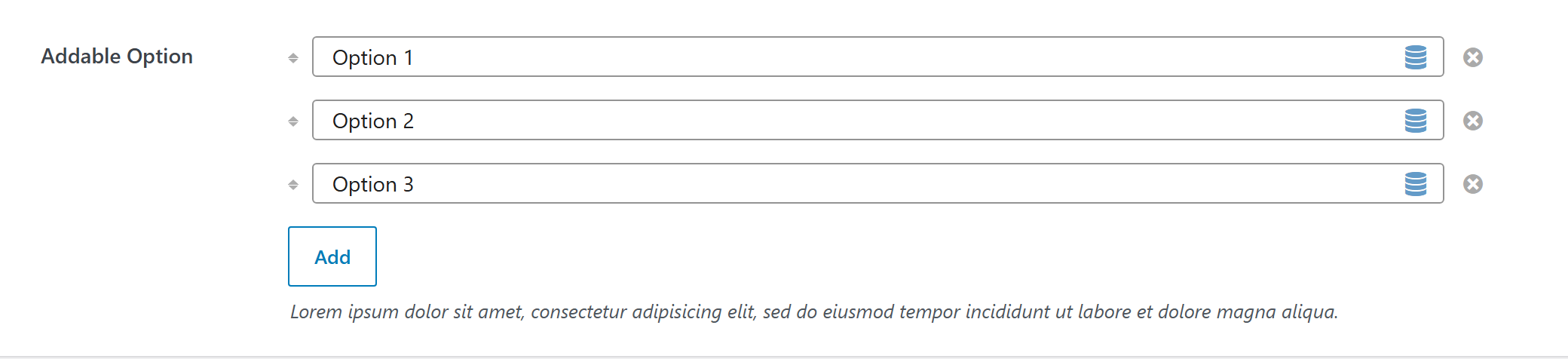 addable-option option type — Theme Settings example