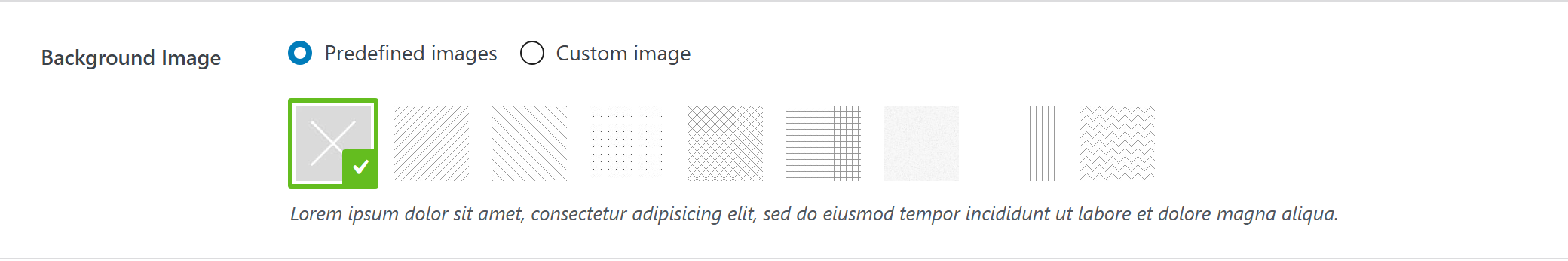 background-image option type — Theme Settings example