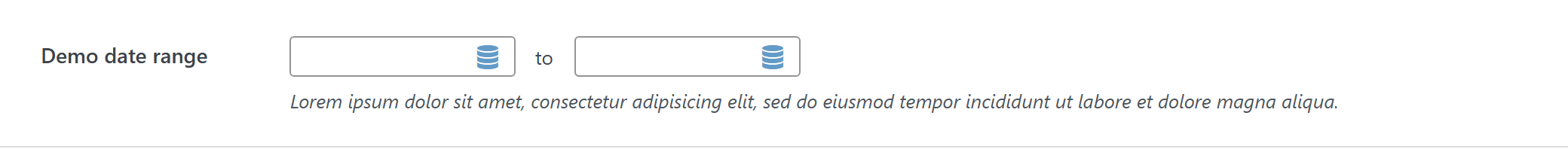 datetime-range option type — Theme Settings example