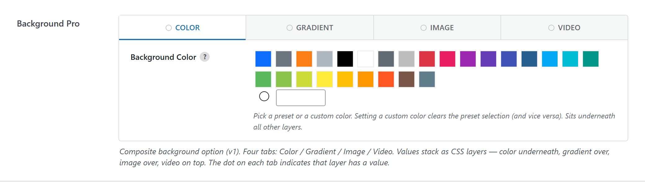 Option type — Theme Settings example