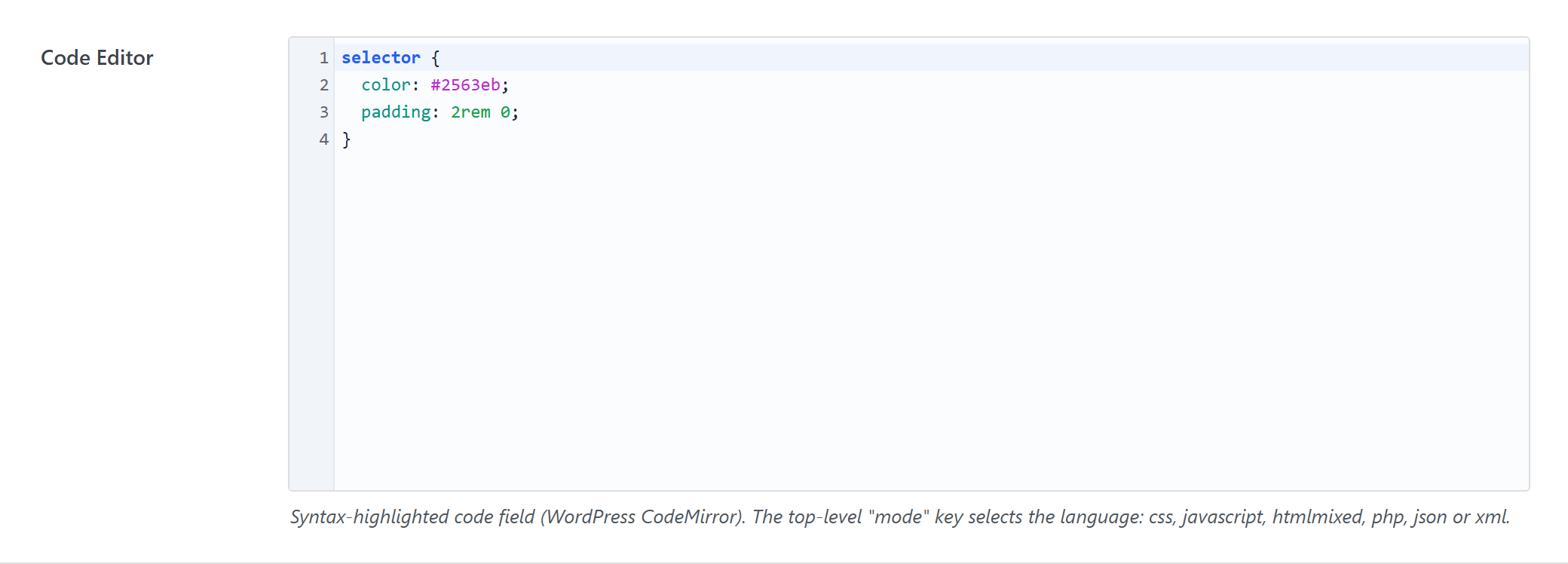 Option type — Theme Settings example