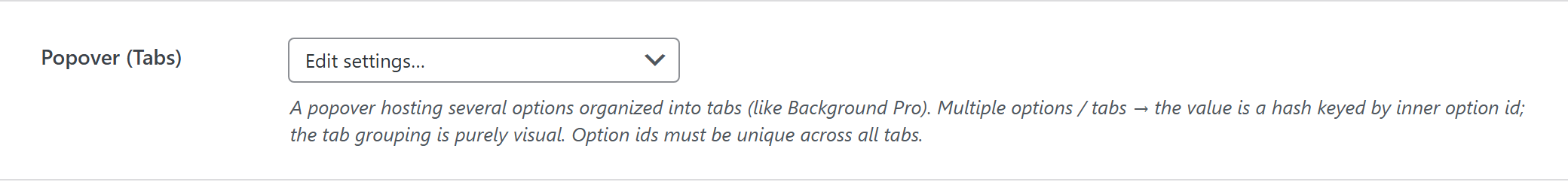 Option type — Theme Settings example