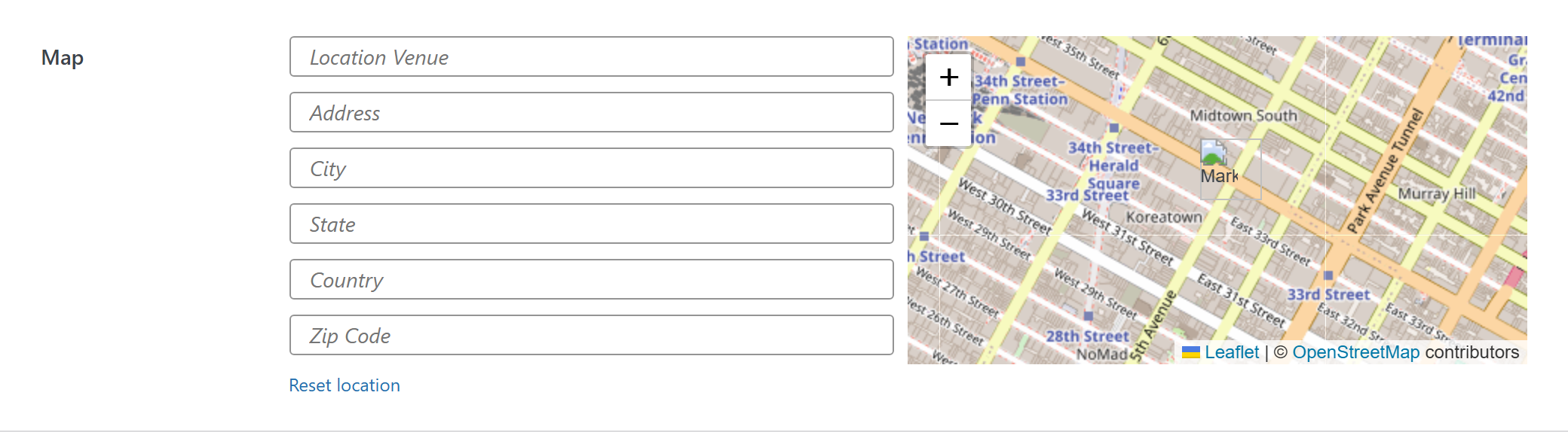 map option type — Theme Settings example