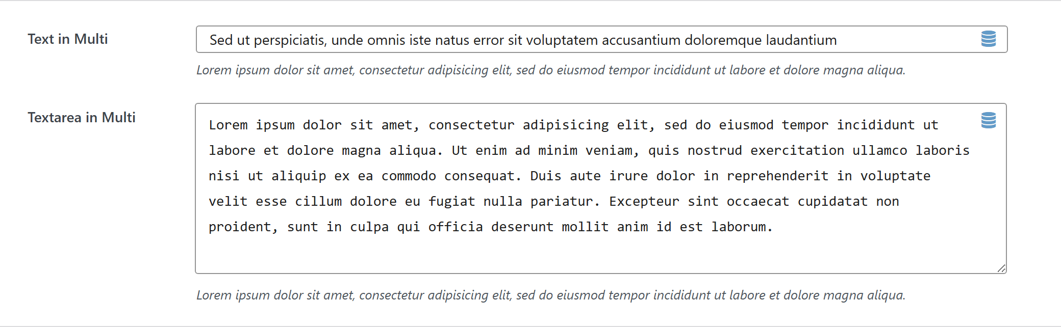 multi option type — Theme Settings example