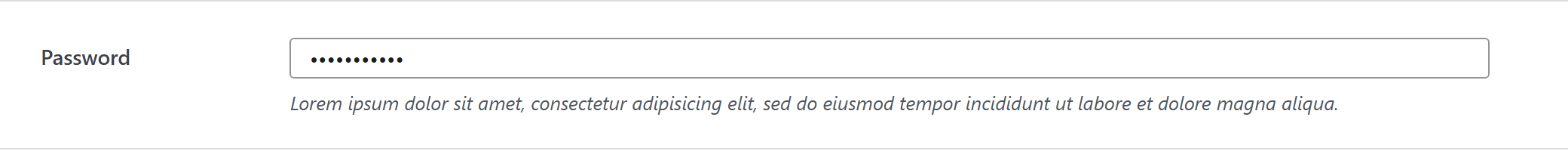 password option type — Theme Settings example