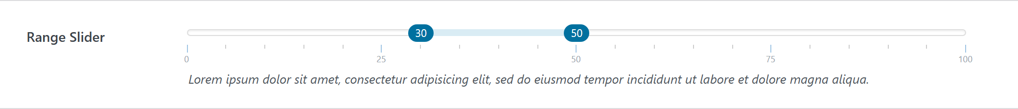 range-slider option type — Theme Settings example