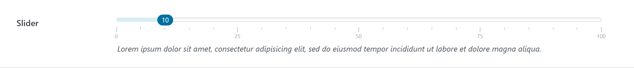 slider option type — Theme Settings example