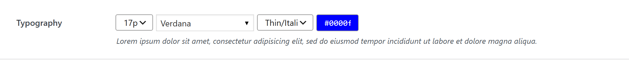 typography option type — Theme Settings example