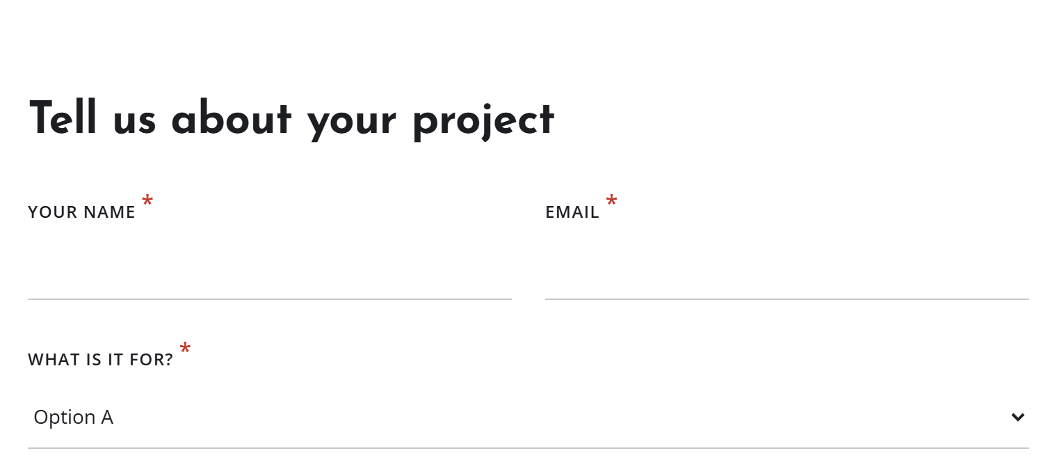 A form using the Underline style